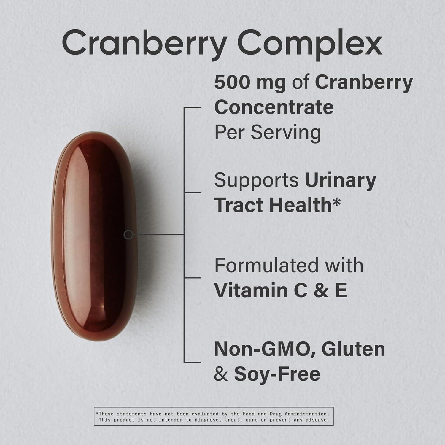 Sports Research® Cranberry Fruit Complex Supplement – Softgels for Urinary Tract Health Support – Made with Pacran®­ & Vitamins C & E – Non-GMO & Gluten Free – 90 Count