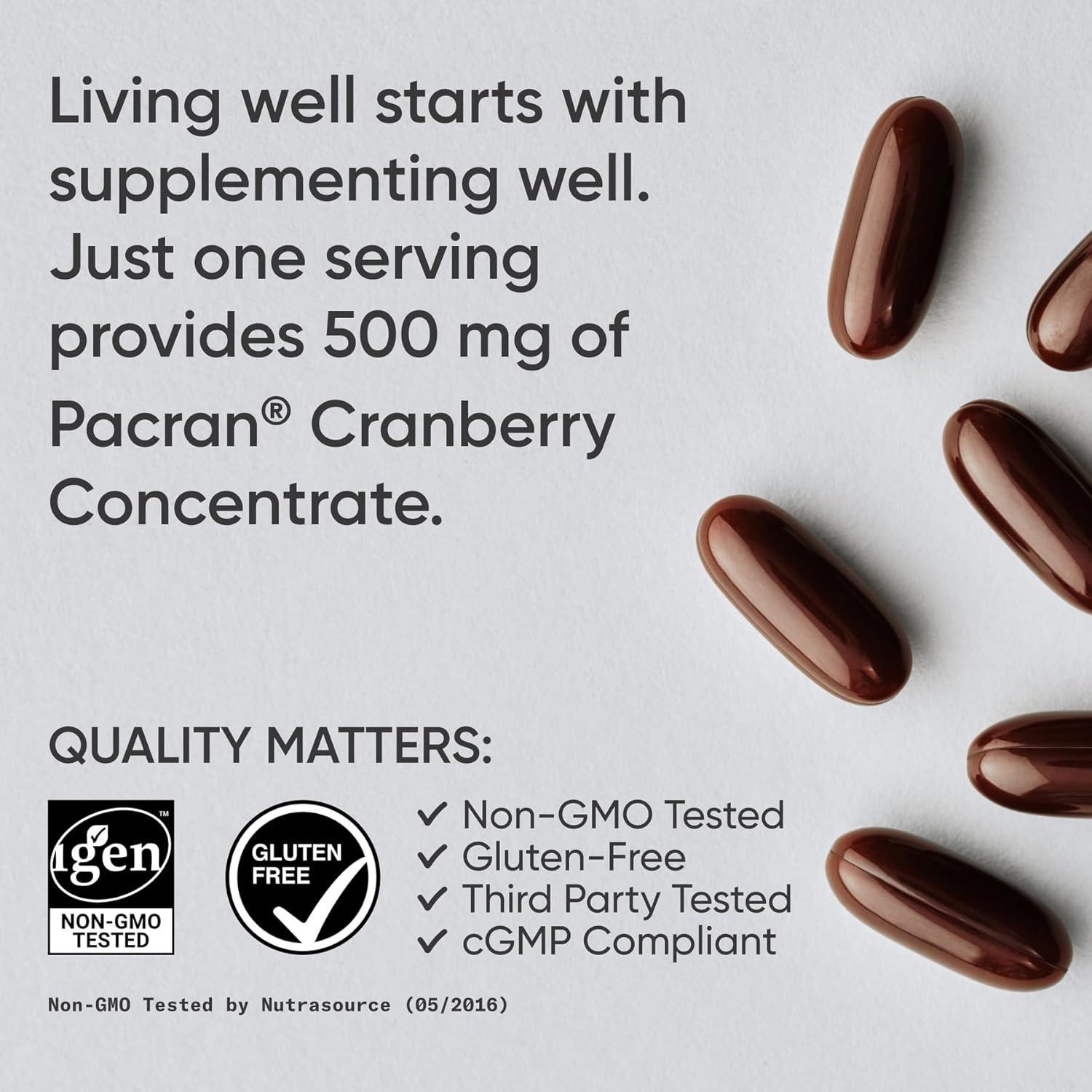 Sports Research® Cranberry Fruit Complex Supplement – Softgels for Urinary Tract Health Support – Made with Pacran®­ & Vitamins C & E – Non-GMO & Gluten Free – 90 Count