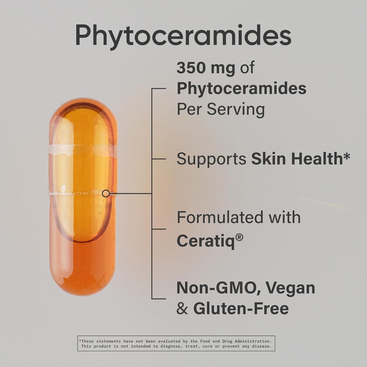 Phytoceramides 350mg Made with Clinically Proven Lipowheat® | Plant Derived and GMO Free with No Fillers or Synthetic Vitamins – 30 Liquid softgels(60 Count (Pack of 1))