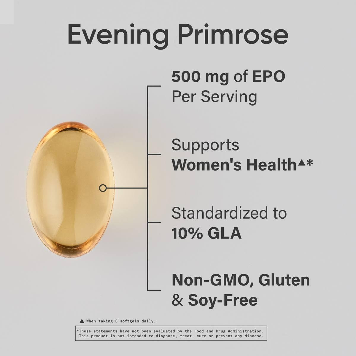Sports Research Evening Primrose Supplement from Cold Pressed Oil – Softgels for Women’s Health & Skin Health – Gluten Free & Non-GMO GLA – High Potency 1300mg, 120 Count(240 Count (Pack of 1))