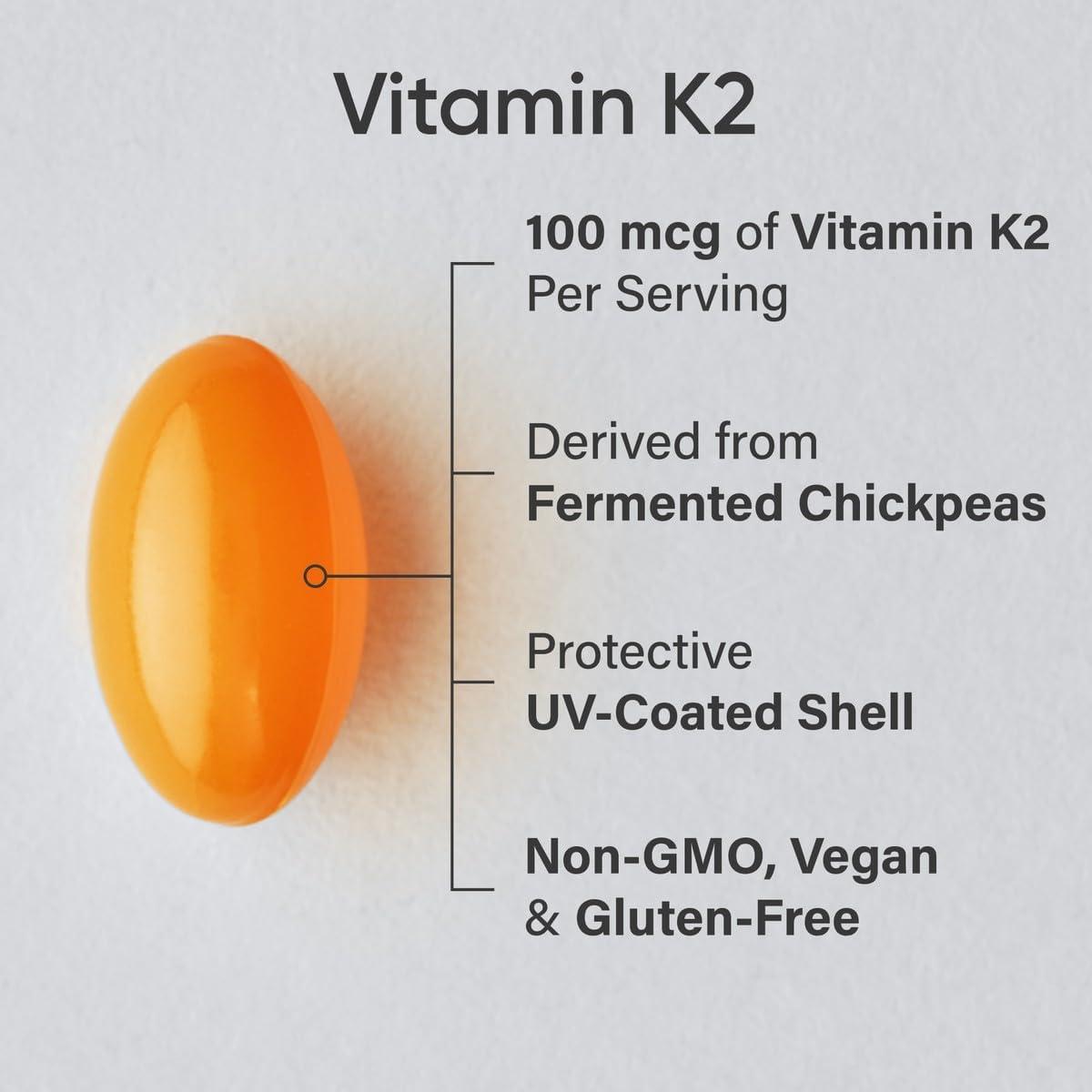 Sports Research® Vitamin K2 as MK-7 100mcg with Coconut MCT Oil – 60 Veggie Softgels (2 Month Supply) Vegan Certified, Non-GMO Verified, Gluten & Soy Free(60 Count (Pack of 1))