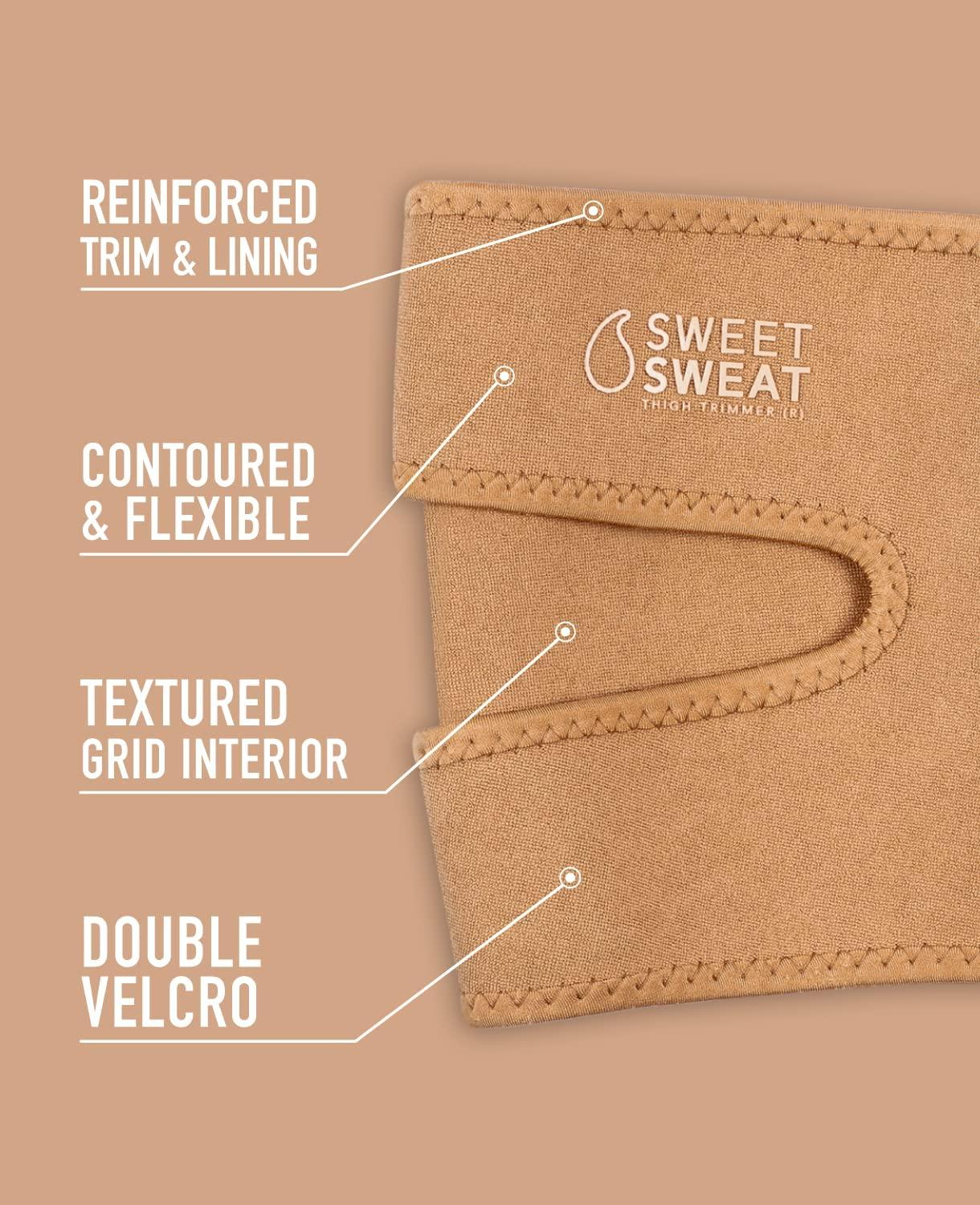 Sports Research Sweet Sweat Toned Thigh Trimmers for Men & Women | Increases Heat & Sweat to the Thighs (Clay, Large)(Sand)