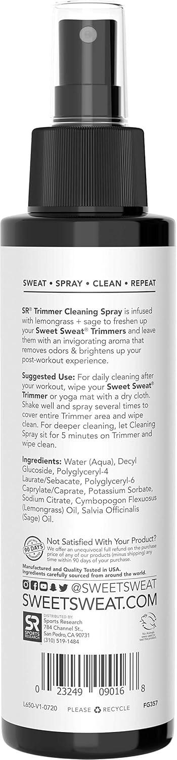 Sweet Sweat Waist Trimmer Cleaning Spray | Freshen & Clean Neoprene Trimmers, Yoga Mat, Gym Equipment & More  | Made with Lemongrass & Sage Oil