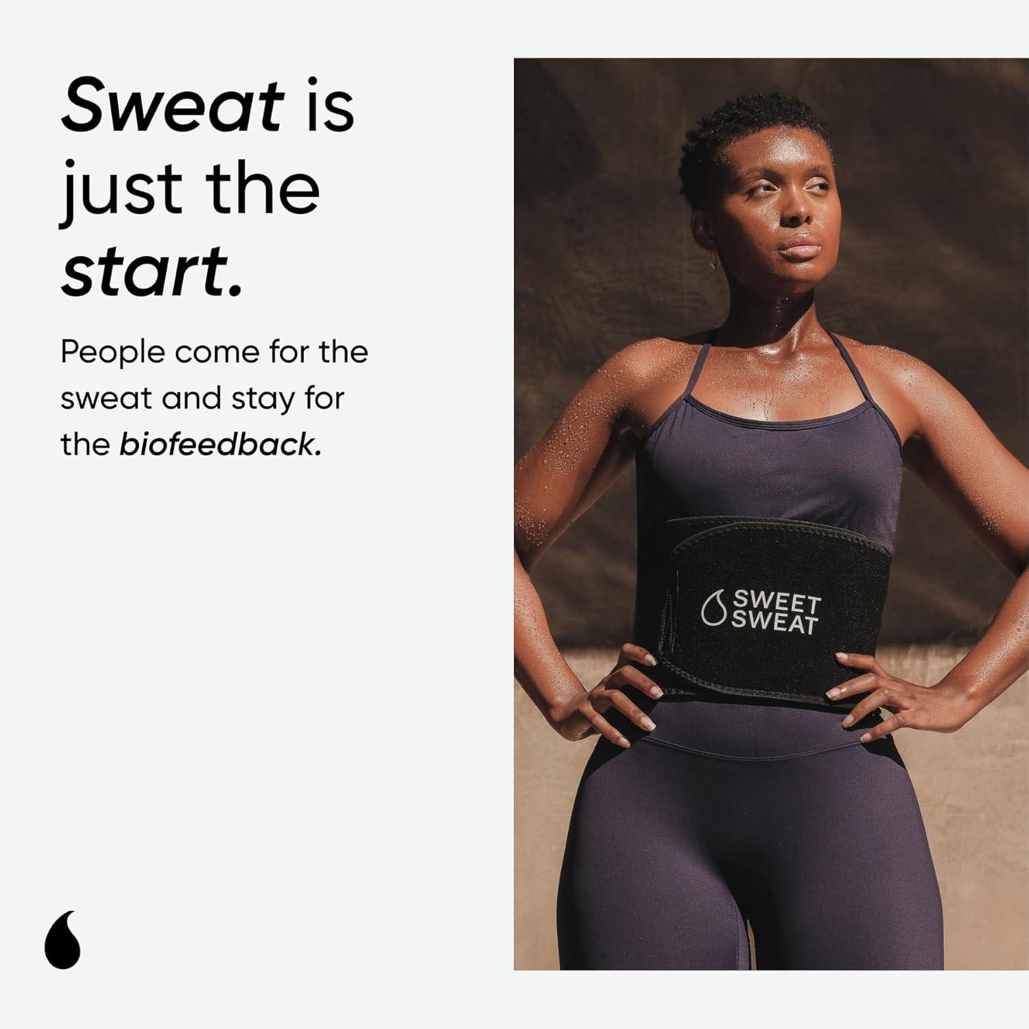 Sports Research Sweet Sweat Waist Trimmer (Core Series) – Premium Sweat Enhancing Fitness Band for Women & Men(Black/White)