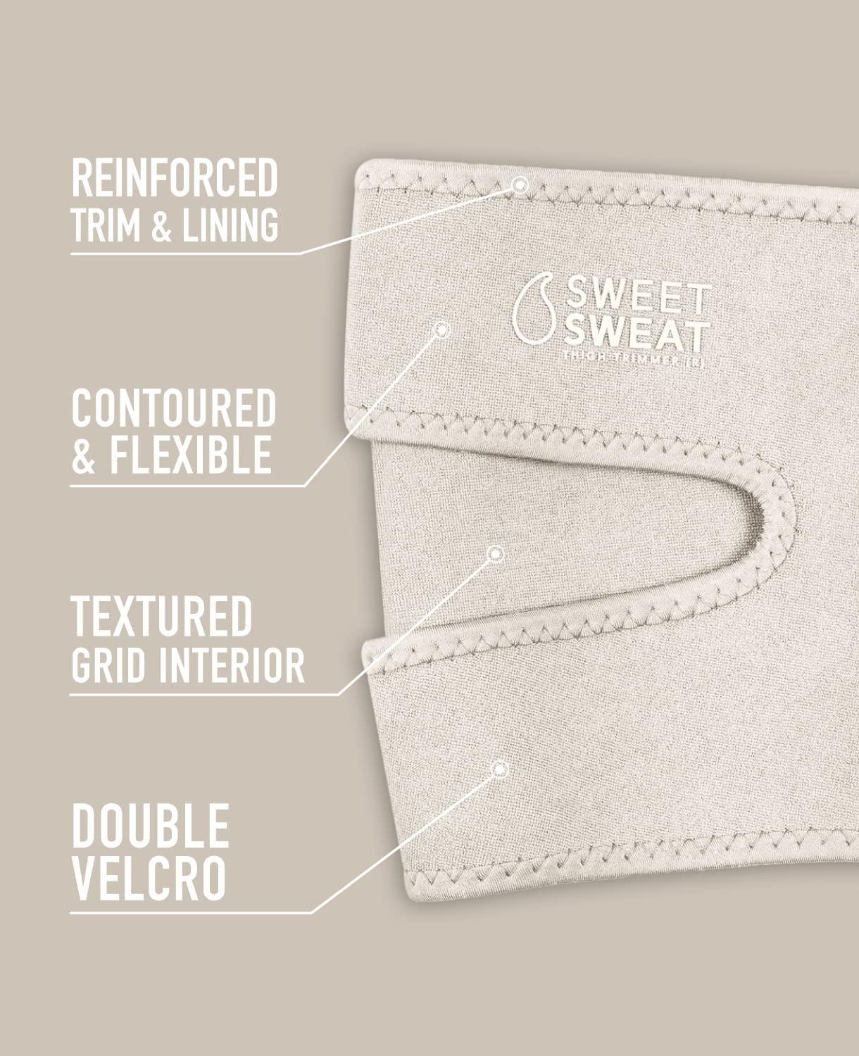 Sports Research Sweet Sweat Toned Thigh Trimmers for Men & Women | Increases Heat & Sweat to the Thighs (Clay, Small)(Quartz)
