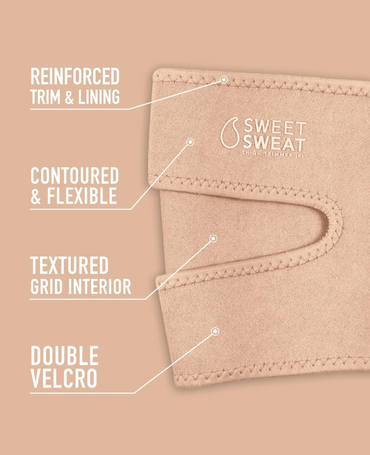 Sports Research Sweet Sweat Toned Thigh Trimmers for Men & Women | Increases Heat & Sweat to the Thighs (Clay, Large)(Stone)