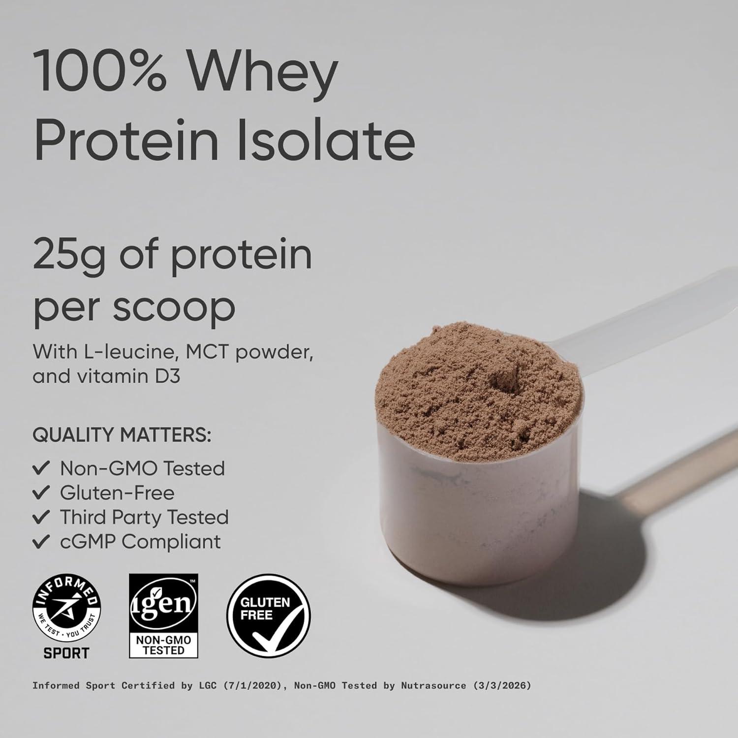 Sports Research Whey Protein Isolate – Sports Nutrition Protein Powder 25g per Serving – 5lb Bag Whey Protein – Dutch Chocolate Bulk Protein Powder, 60 Servings(Dark Chocolate)