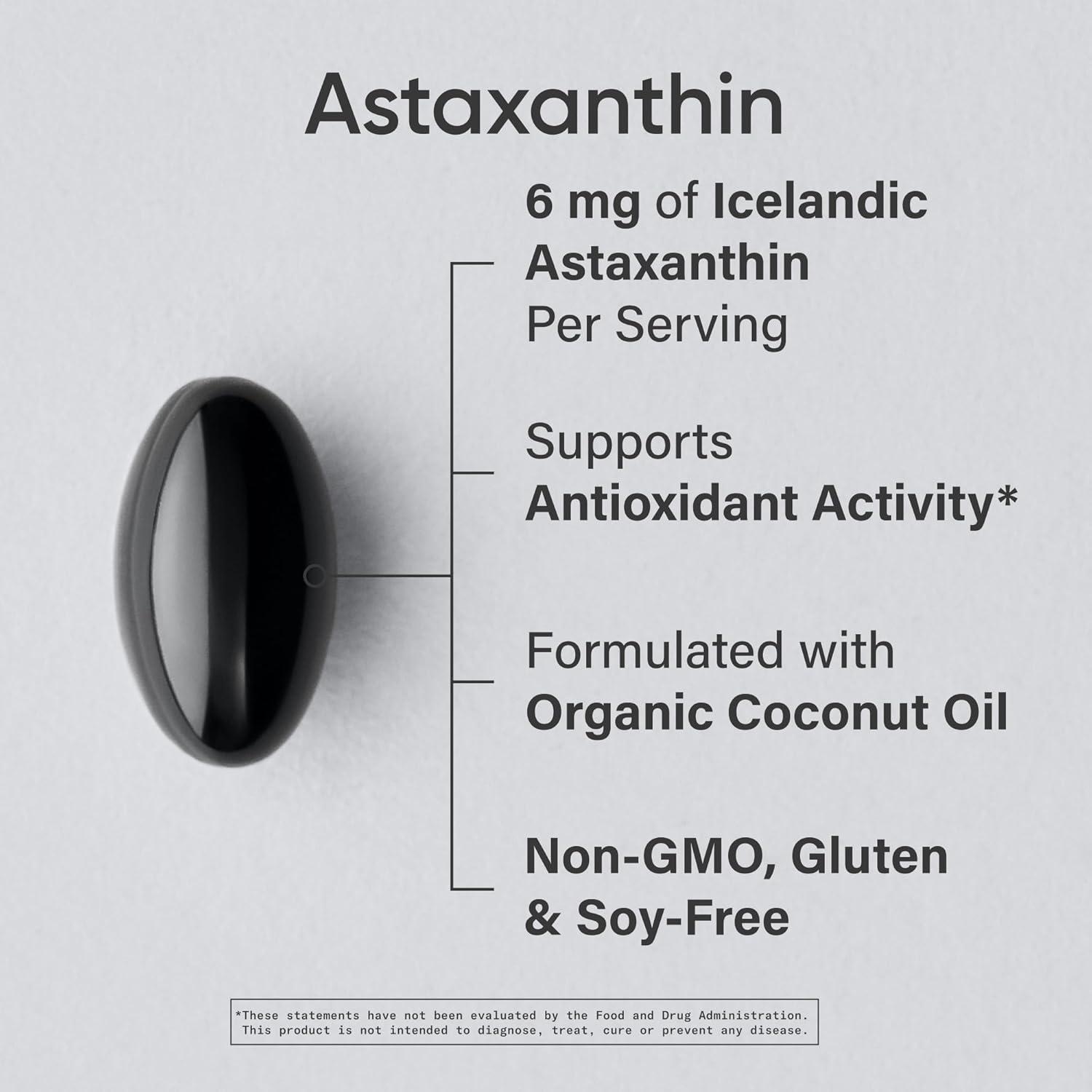 Sports Research Astaxanthin Supplement from Algae – Softgels for Antioxidant Activity, Skin & Eye Health Support – Made with Coconut Oil, Non-GMO Verified & Gluten Free – 6mg, 120 Count