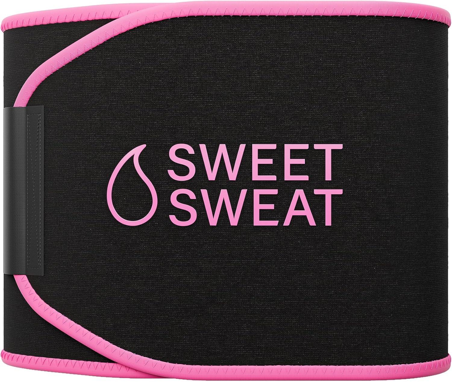 Sports Research Waist Trimmer Pack – Sweet Sweat Waist Trimmer (Black/Pink, X-Large) & Vanilla Workout Enhancer Roll-On Gel (6.4oz)
