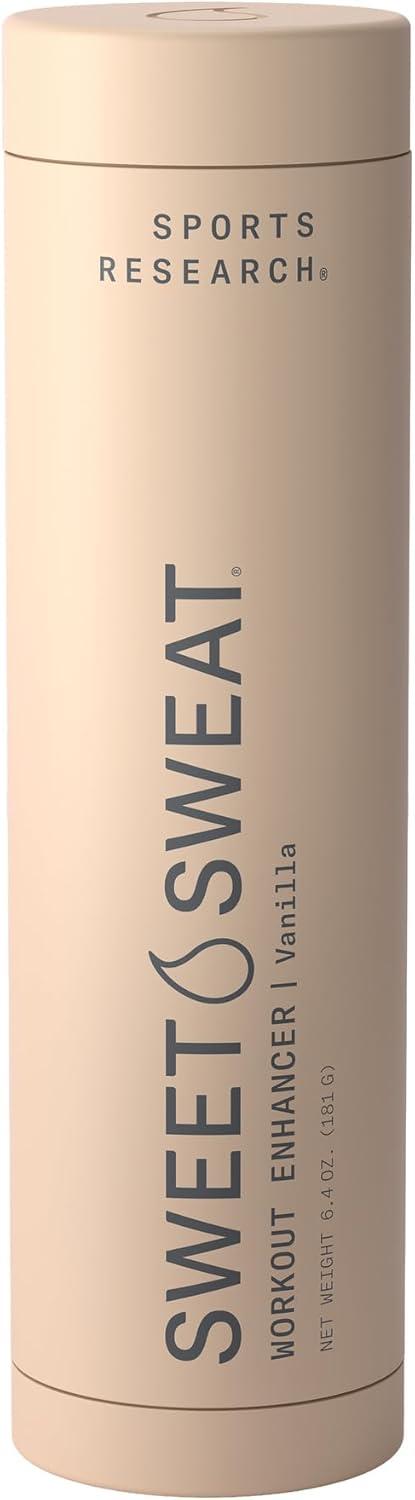 Sports Research Waist Trimmer Pack – Sweet Sweat Waist Trimmer (Black/Pink, X-Large) & Vanilla Workout Enhancer Roll-On Gel (6.4oz)