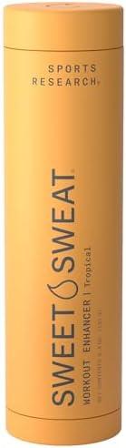 Sports Research® Waist Trimmer Pack – Sweet Sweat Toned Waist Trimmer (Terra/Medium) & Tropical Workout Enhancer Roll-On Gel