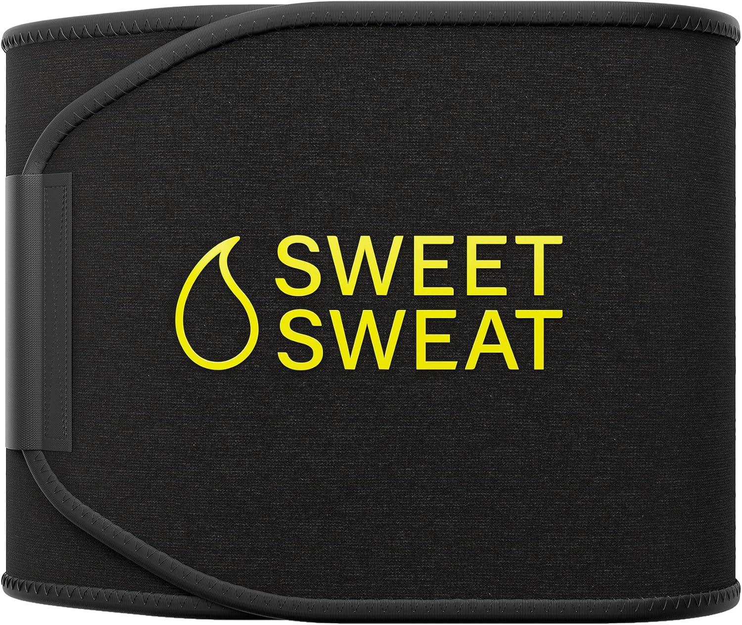 Sports Research Waist Trimmer Pack – Sweet Sweat Waist Trimmer (Black/Yellow, Small) + ‘Workout Enhancer’ Gel 13.5oz Jar (Tropical Scent)