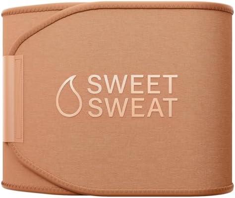 Sports Research® Waist Trimmer Pack – Sweet Sweat Toned Waist Trimmer (Sand/Medium) & Tropical Workout Enhancer Roll-On Gel