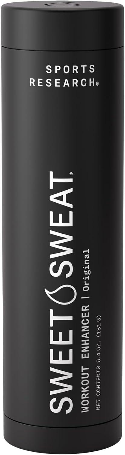 Sports Research® Waist Trimmer Pack – Sweet Sweat Waist Trimmer (Black/Pink, Medium) & Workout Enhancer Roll-On Gel Original Scent (6.4oz)