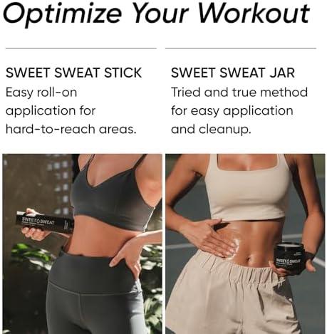 Sports Research® Waist Trimmer Pack – Sweet Sweat Waist Trimmer (Black/Pink, Medium) & Workout Enhancer Roll-On Gel Original Scent (6.4oz)