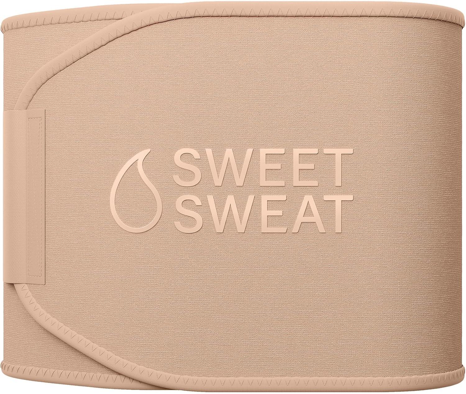 Sports Research Waist Trimmer Pack – Sweet Sweat Toned Waist Trimmer (Stone/Medium) & Tropical Workout Enhancer Roll-On Gel