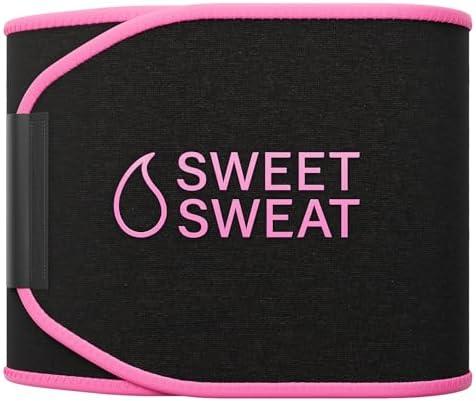 Sports Research® Waist Trimmer Pack – Sweet Sweat Waist Trimmer (Black/Pink, Medium) & Workout Enhancer Roll-On Gel (Citrus Mint)