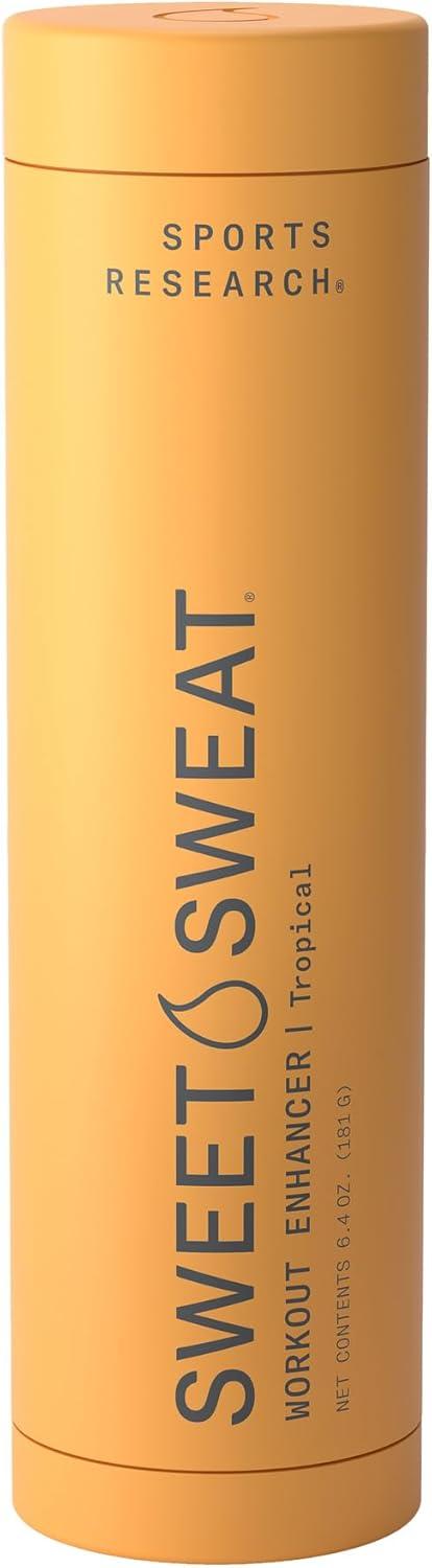 Sports Research Waist Trimmer Pack – Sweet Sweat Toned Waist Trimmer (Stone/Small) & Tropical Workout Enhancer Roll-On Gel