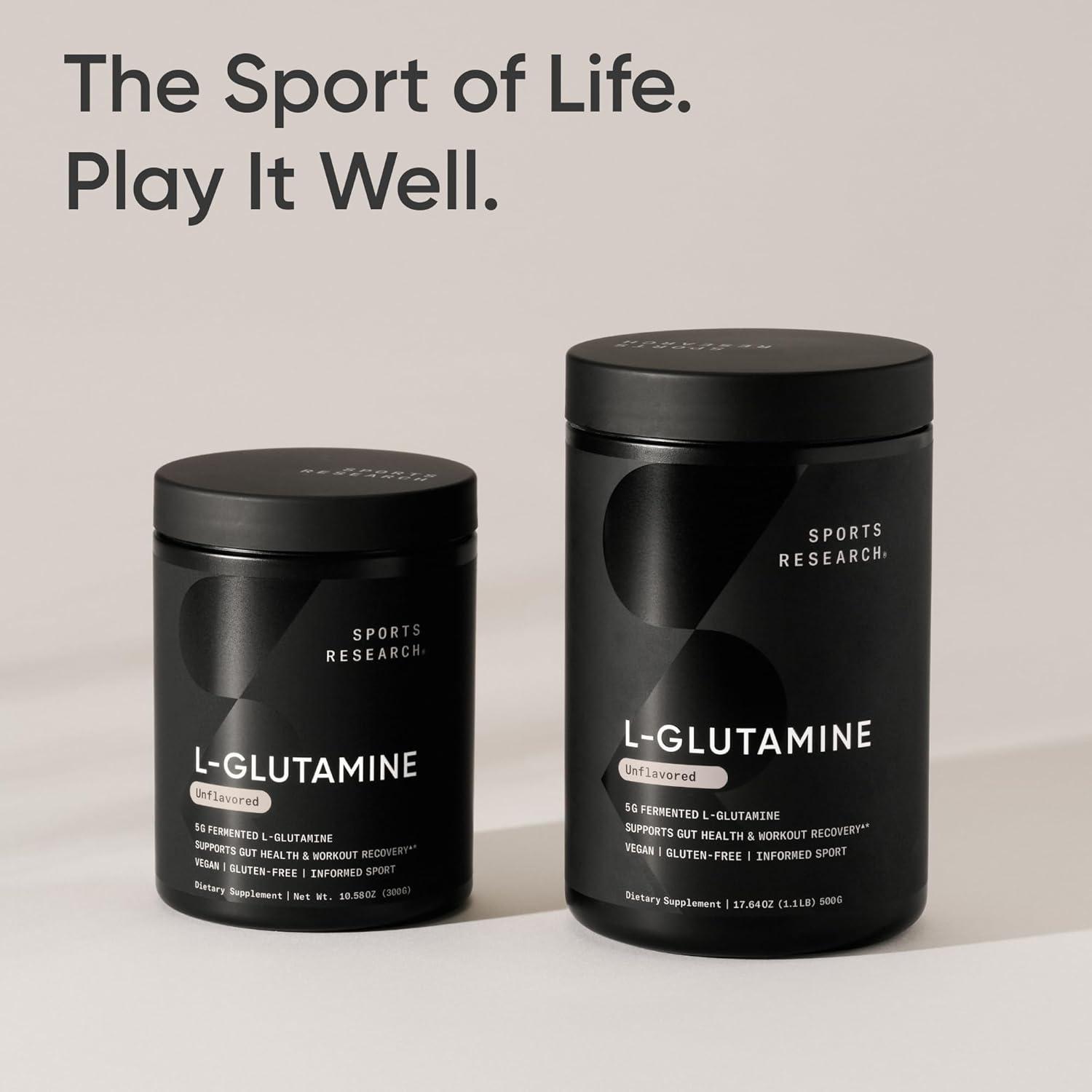 Sports Research L-Glutamine – Workout Recovery, Immune Health & Gut Health Support – 5 G Per Serving – 10.58 Oz(10.58 Ounce (Pack of 1))