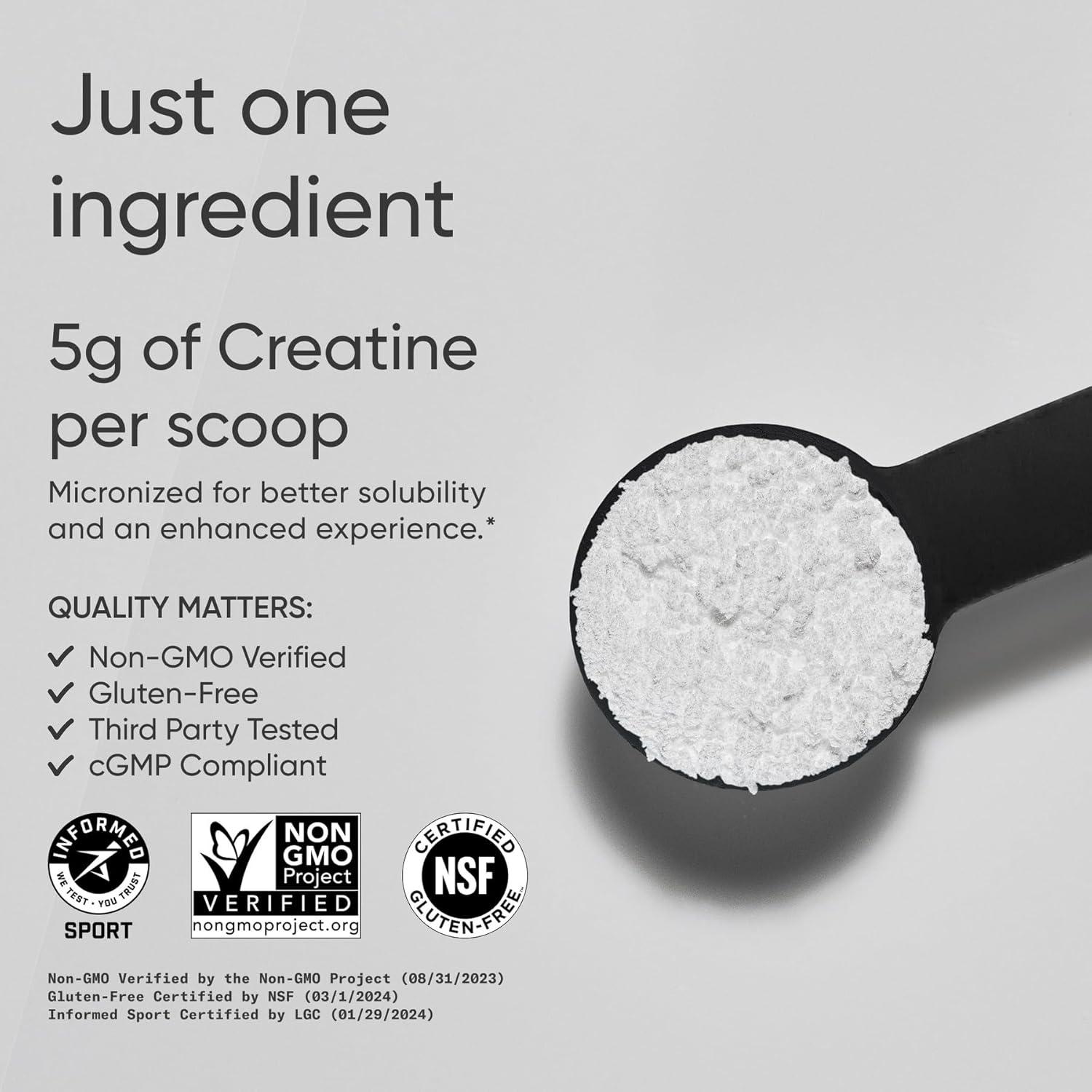 Sports Research Creatine Monohydrate – Gain Lean Muscle, Improve Performance and Strength and Support Workout Recovery – 5 g Micronized Creatine – 10.58 oz(1.1 Pound (Pack of 1))