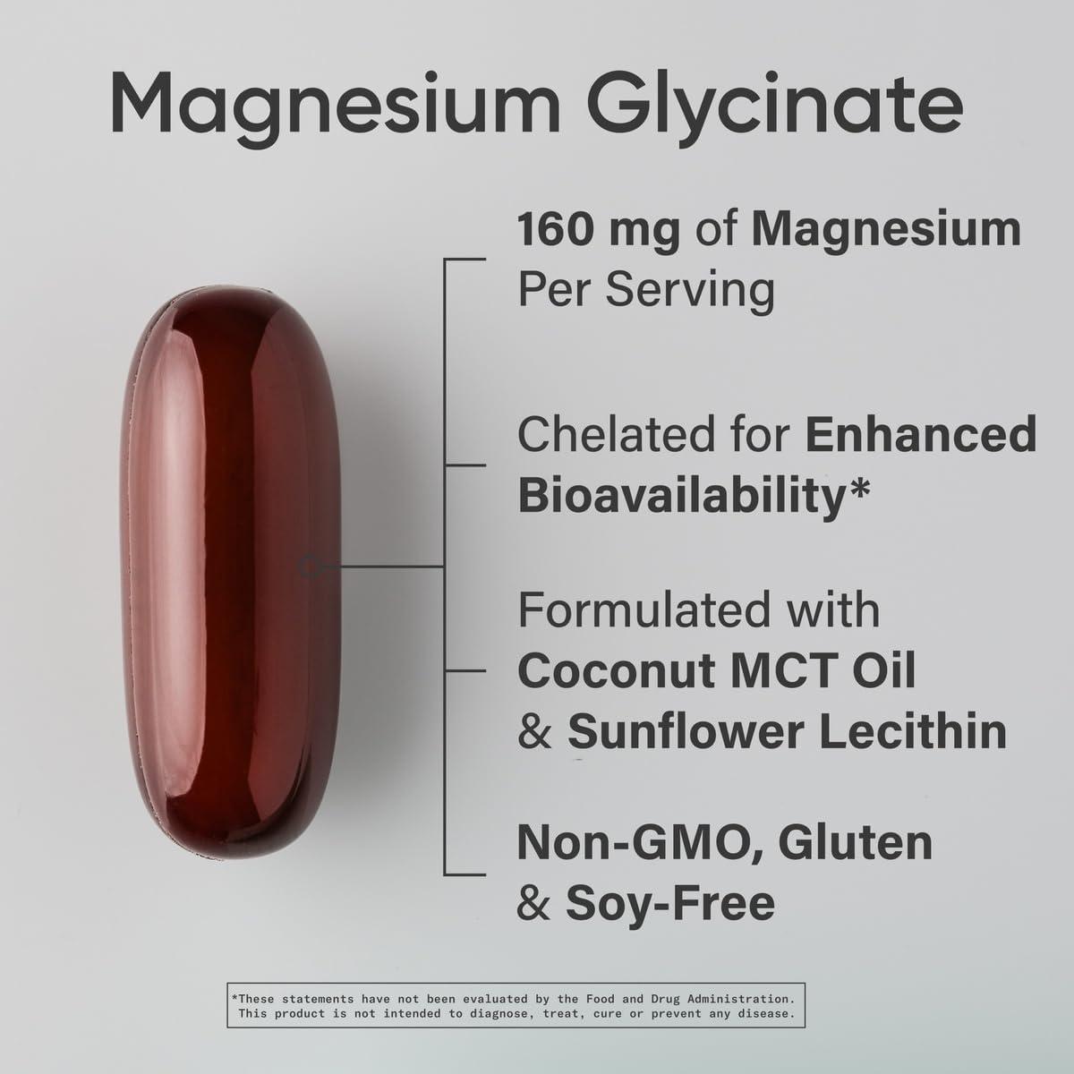 Sports Research® Magnesium Glycinate – Supports Restful Sleep & Enzymatic Processes – 160 mg Chelated Magnesium – Liquid Softgel – 60 Count(120 Count (Pack of 1))