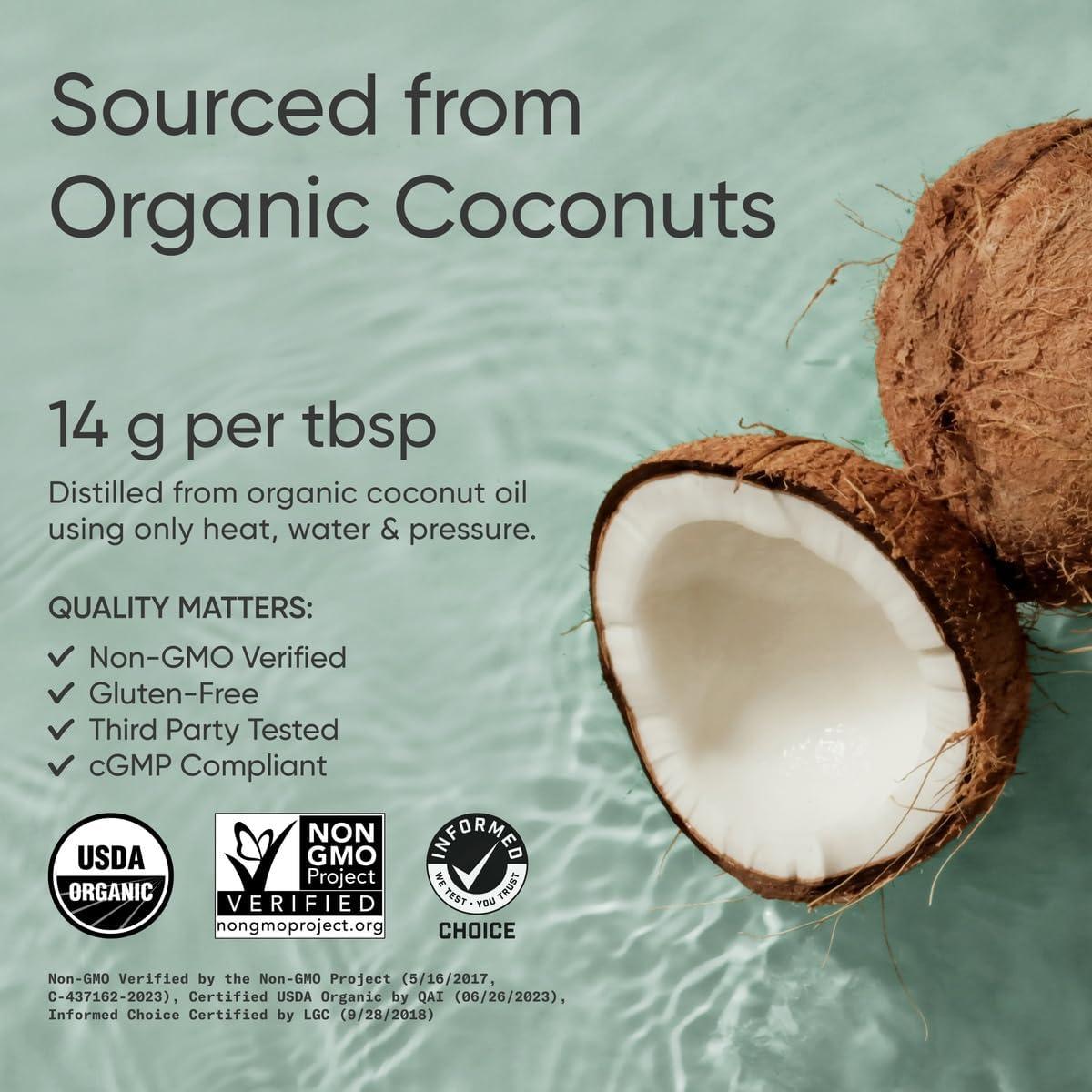 Sports Research Organic MCT Oil – Keto & Vegan MCTs C8, C10, C12 from Coconuts – Fatty Acid Brain & Body Fuel, Non-GMO & Gluten Free – Flavorless Oil, Perfect in Coffee, Tea & Protein Shakes – 32 oz(128 Fl Oz (Pack of 1))