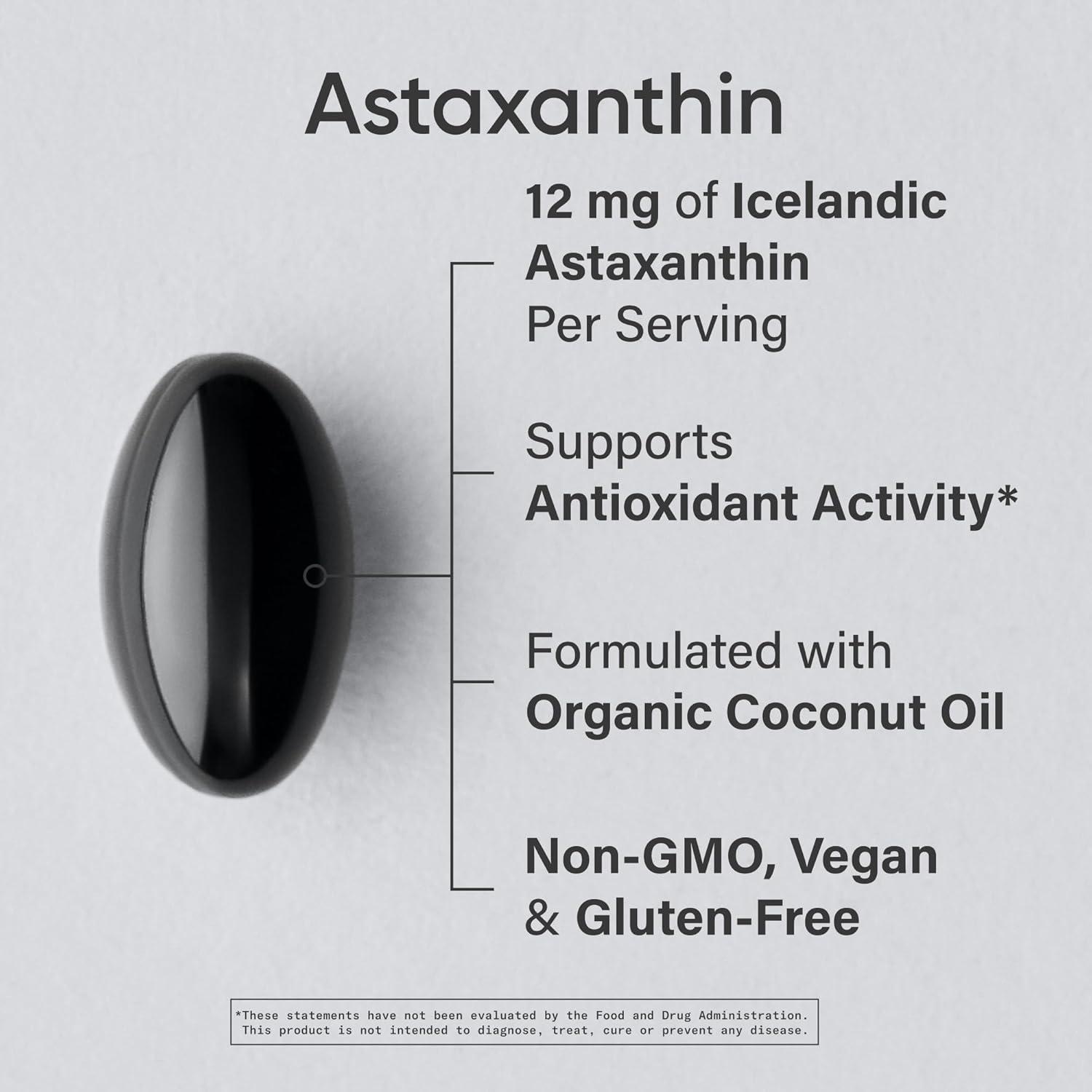 Sports Research Triple Strength Vegan Astaxanthin Supplement from Algae – Plant Based Softgels for Antioxidant Activity, Skin & Eye Health – Non-GMO Verified, Made with Coconut Oil – 12mg, 60 Count