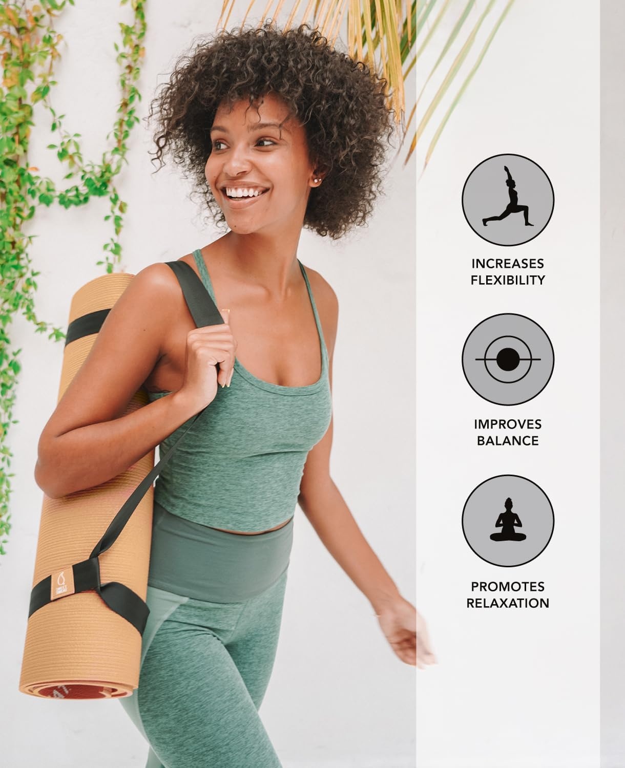 Sweet Sweat Yoga Mat (Dual Sided) – Fitness & Exercise Mat with Easy-Cinch Yoga Mat Carrier Strap (72″L x 24″W)(Tan)