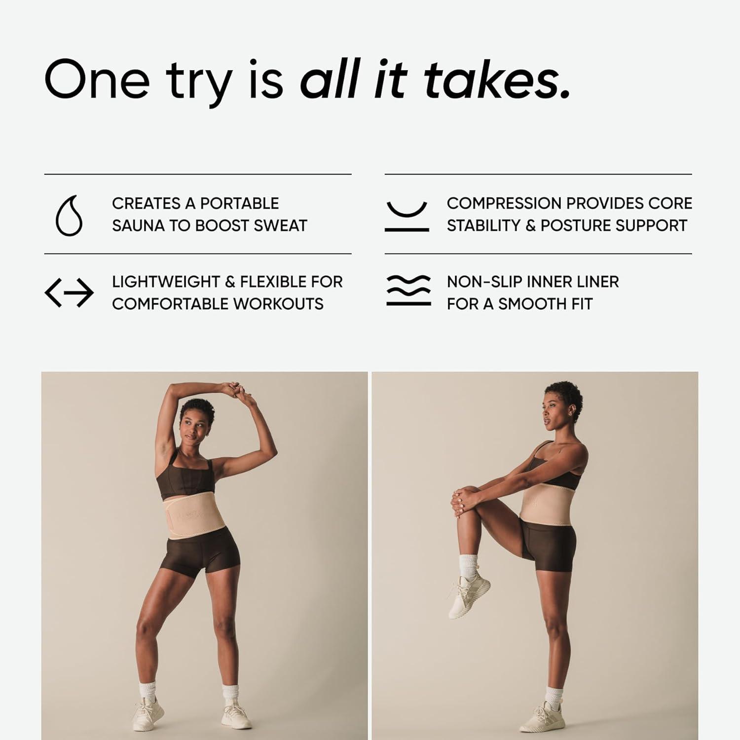 Sweet Sweat Waist Trimmer Toned Series – Premium Sweat Enhancing Fitness Belt for Women & Men – 5 Adjustable Sizes(Stone)