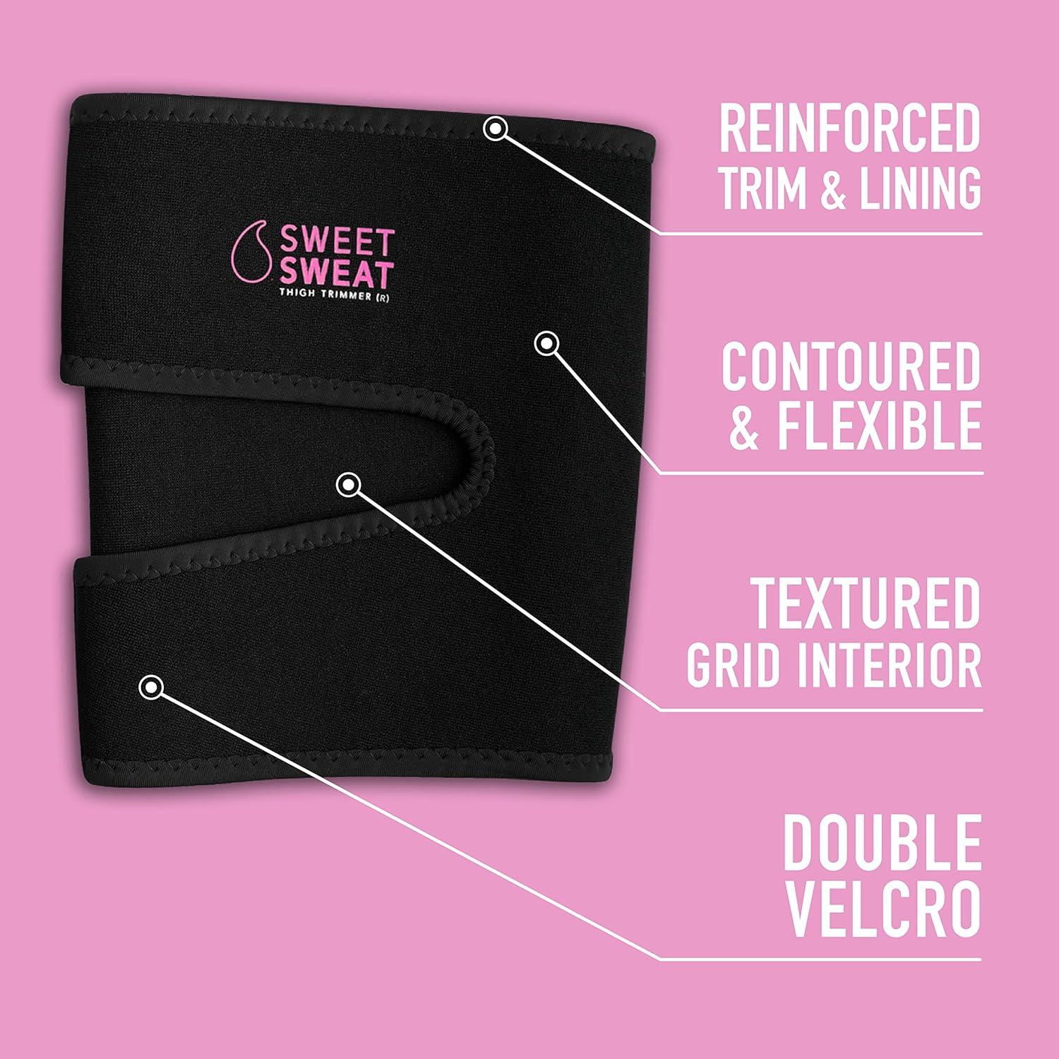 Sports Research Sweet Sweat Thigh Trimmers for Men & Women Increases Sweat & Activity to the Thighs during Exercise (Pink Logo, Medium)