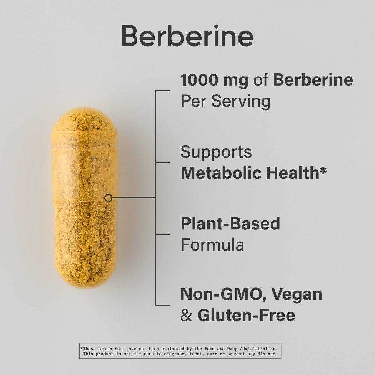 Sports Research Berberine – Herbal Ayurvedic Metabolic Health Support – 1000 mg – 60 Capsules – Vegan Certified, Gluten-Free, Non-GMO(60 Count (Pack of 1))