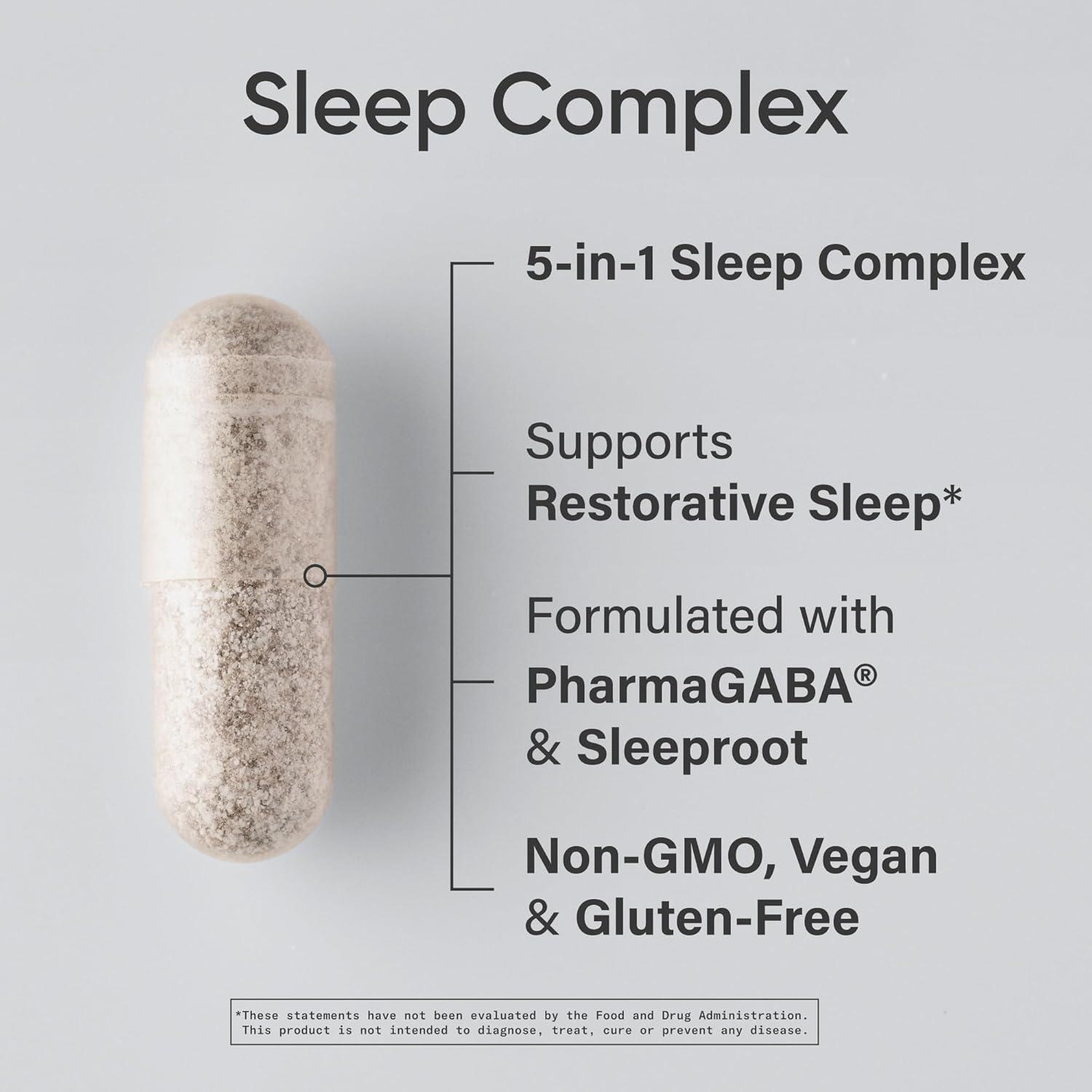 Sports Research® Sleep Complex- Melatonin-Free Vegan Capsules – with Valerian Root, GABA, L-Theanine, Magnesium & 5-HTP – 30 Servings(60 Count (Pack of 1))