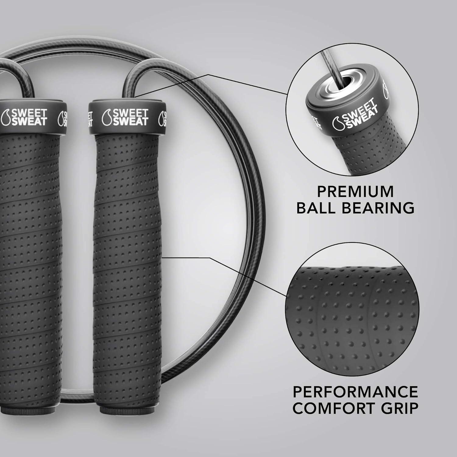 Sweet Sweat Performance Jump Rope ~ 10ft Adjustable Length Rope for Fitness and Speed Training ~ Includes Mesh Cary Bag & Bonus Rope(Jump Rope)