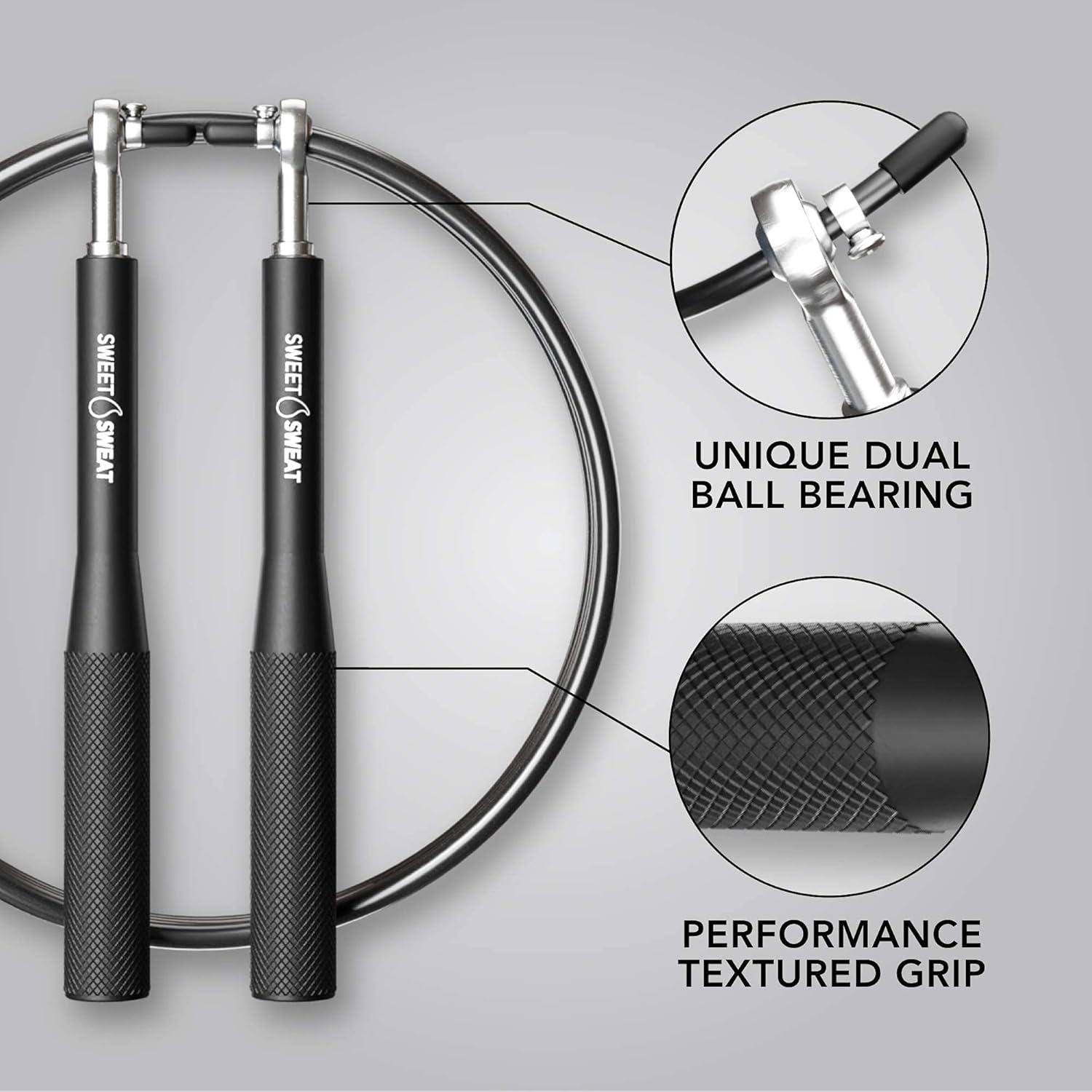 Sweet Sweat Performance Jump Rope ~ 10ft Adjustable Length Rope for Fitness and Speed Training ~ Includes Mesh Cary Bag & Bonus Rope(Speed Rope)