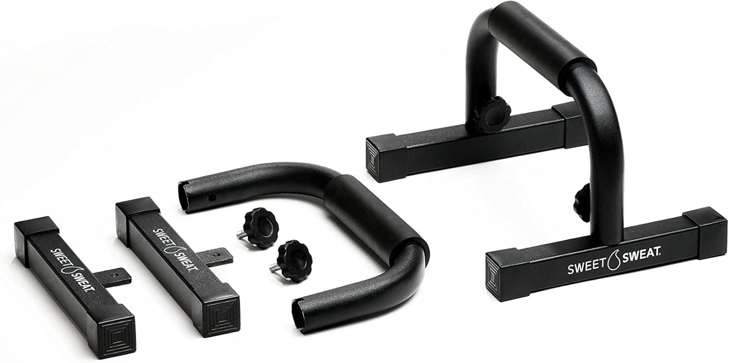 Sweet Sweat Push Up Bars, by Sports Research – Durable, Non-Slip with Comfort Grip – Calisthenics Equipment for Bodyweight Fitness & Strength Training – Floor Stand Pushup Bar Handles for Men & Women